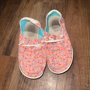 Hey Dude Pink Sprinkle Kids Moccasins